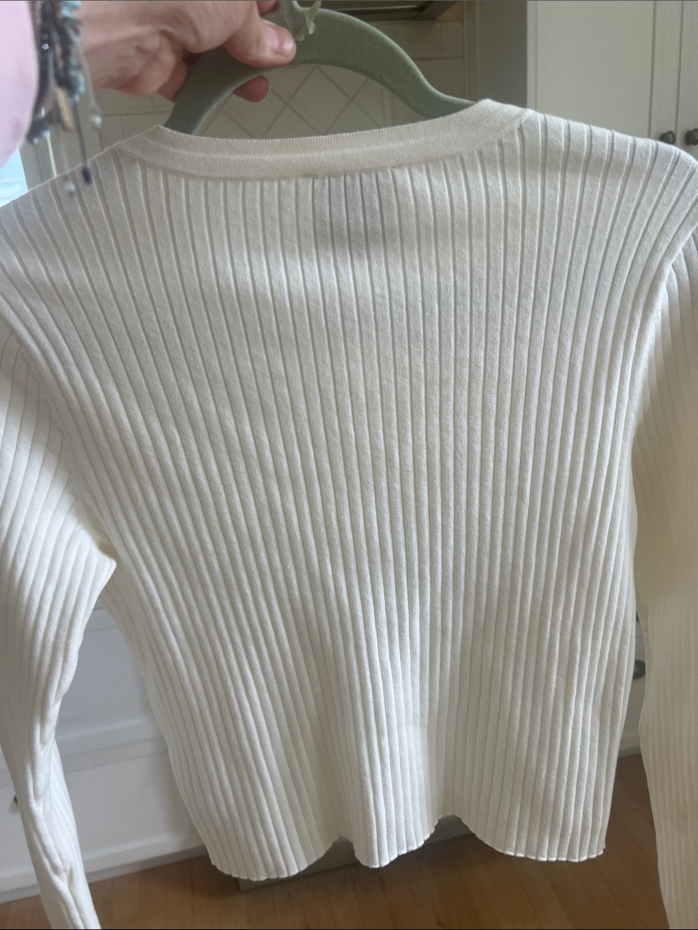 Reformation Cream Ribbed Button-Up Cardigan - Picture 4 of 7